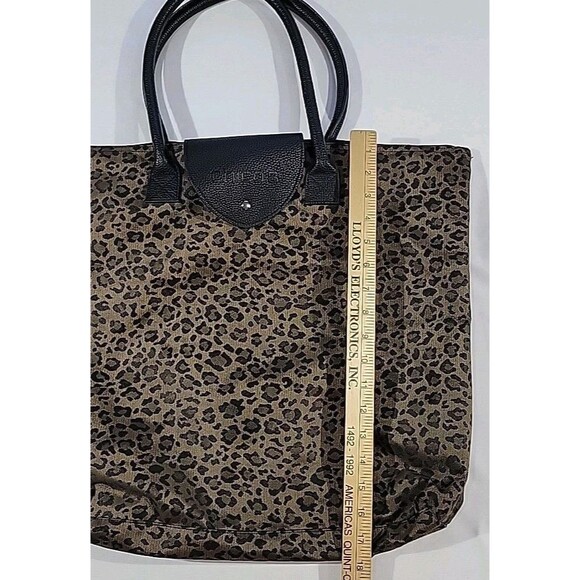 Chico’s Leopard Print Fold Up Tote Bag Zipper Top Packable Leo Roll Mini Tote - Picture 8 of 10